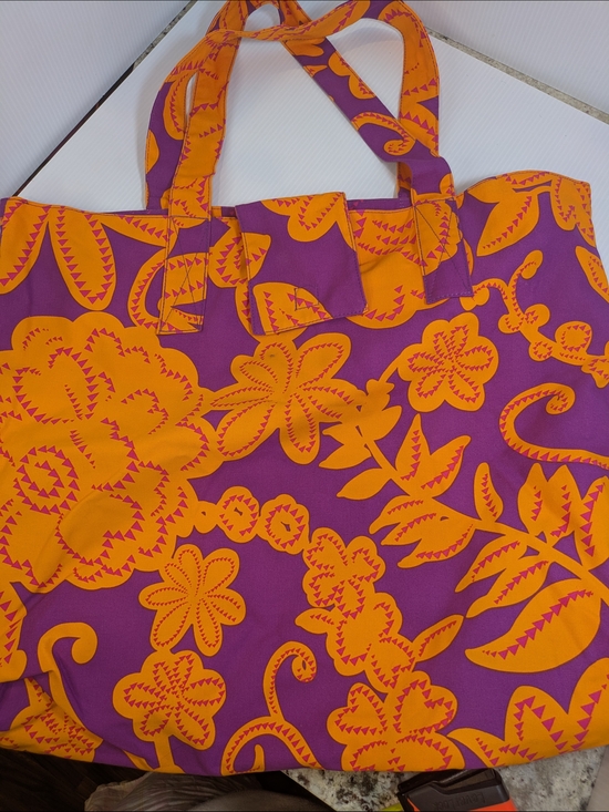 Echo Design Handbags - Echo Design Oversized Floral Canvas Tote Bag Purple Orange Boho Beach Shopper